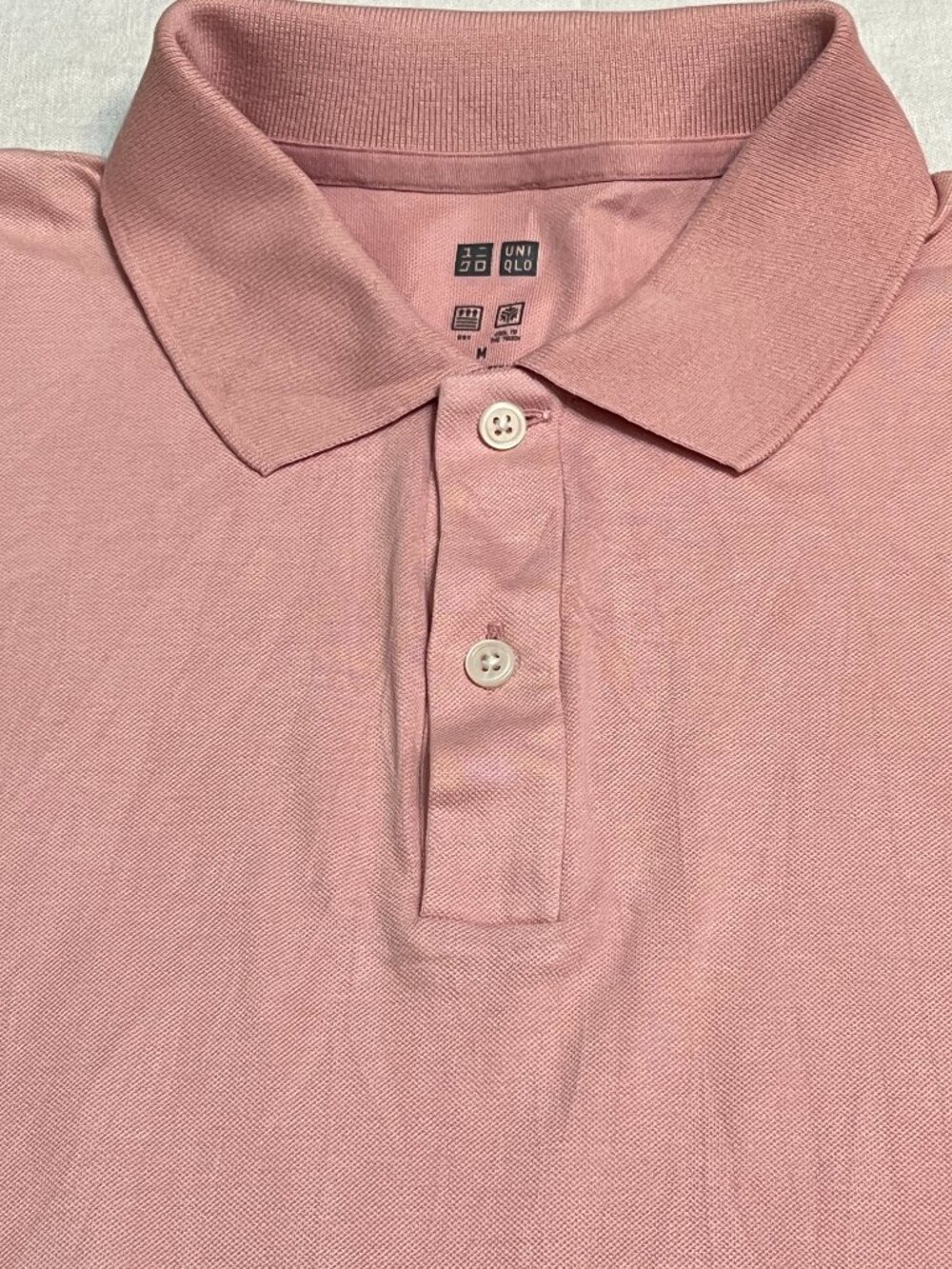 UNIQLO AIRism Polo Shirt Mens M Pink Short Sleeve Golf Casual Lightweight